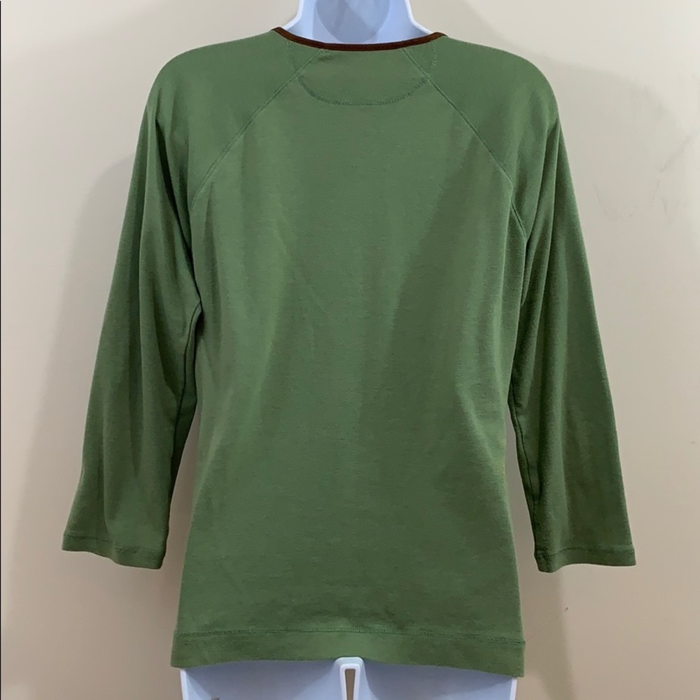 Lauren Ralph Lauren Faux Leather Trim Shirt  Sz L - Picture 6 of 8
